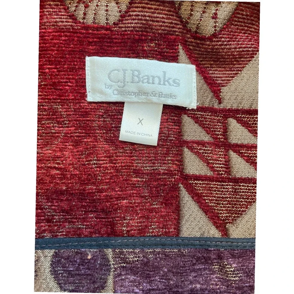 CJ Banks Women's Tapestry Patchwork Zip Up Jacket Size X/14W Boho Western‎